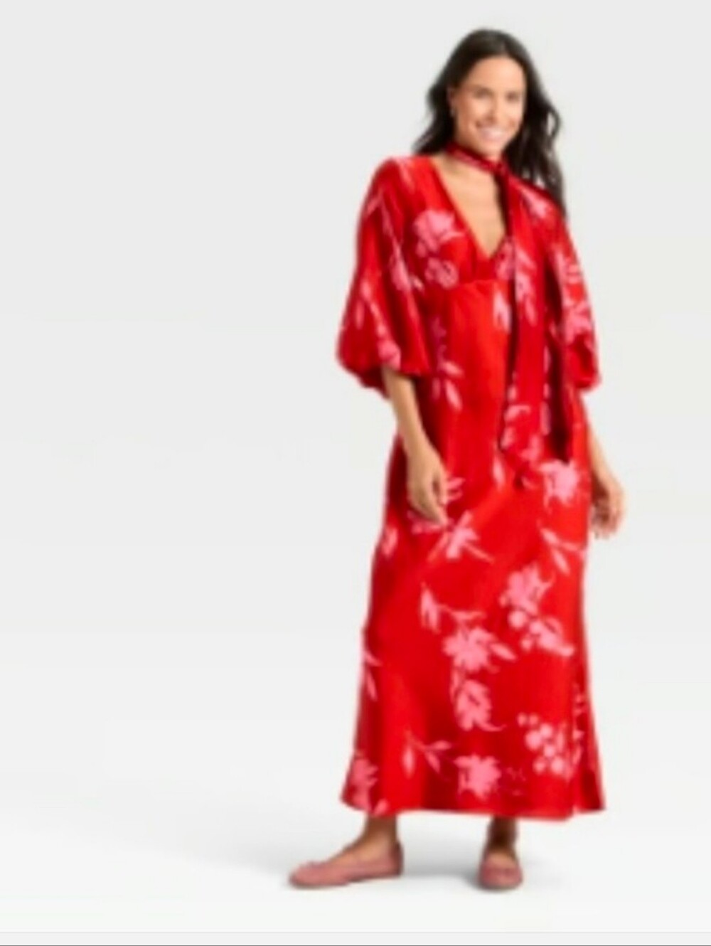 NWT A New day tie neck floral maxi dress